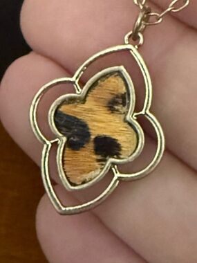 Leopard Print Gold Tone Moroccan style Necklace Animal Print Boho